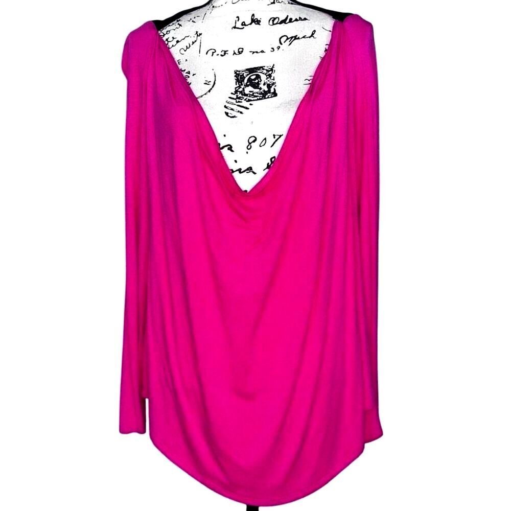 Fredericks of Hollywood Hot Pink Cowl Neck‎ Long Sleeve Top MT6268 Medium